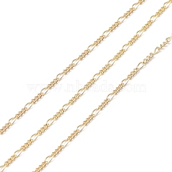 Brass Figaro Chains, Soldered, Real 14K Gold Filled, Link: 3x1x0.5mm, 1.5x1x0.6mm(CHC-M023-24G)