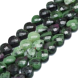Natural Ruby in Zoisite Beads Strands, Faceted, Heart, 8x8x4.5mm, Hole: 1mm, about 52pcs/strand, 15.35 inch(39cm)(G-K245-Q01-01)
