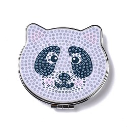 DIY Raccoon Special Shaped Diamond Painting Mini Makeup Mirror Kits, Foldable Two Sides Vanity Mirrors, with Rhinestone, Pen, Plastic Tray and Drilling Mud, Lilac, 74x89x12.5mm(DIY-P048-05)