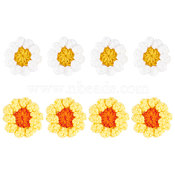 8Pcs 2 Colors Daisy Flower Shape Polyester Knitted Costume Ornament Accessories, Mixed Color, 35~40x8mm, 4pcs/color(PATC-FG0001-37)