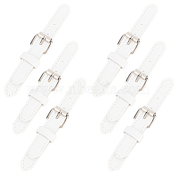 Leather Sew on Toggle Buckles, Tab Closures, Cloak Clasp Fasteners, with Alloy Roller Buckles, White, 113x15x2mm, Hole: 2.5mm & 78x22x7mm, 8 pairs/box(FIND-FG0002-28B)