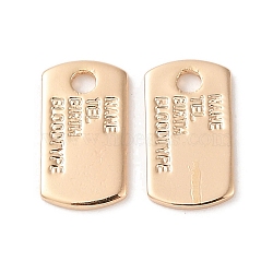 Brass Charms, Rectangle With Word, Real 18K Gold Plated, 12.5x7x1mm, Hole: 1.8mm(KK-G491-58G)