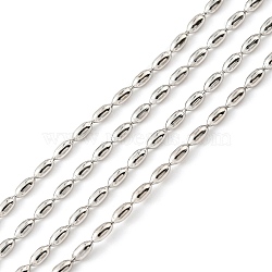 Anti-Tarnish Rhodium Plated 925 Sterling Silver Oval Ball Chains, Unwelded, Platinum, Link: 3x1.5mm(STER-F052-07P)