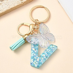 Resin & Acrylic & Faux Suede Tassel Keychain,  with Alloy Clasp and Iron Rings, 96mm(X1-KEYC-YW00117-22)