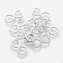 201 Stainless Steel Charms, Infinity Heart, Stainless Steel Color, 7x14x1.2mm(STAS-S105-T084)