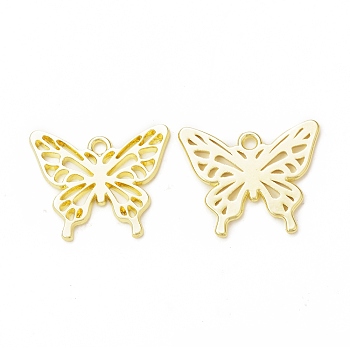 Rack Plating Alloy Butterfly Open Back Bezel Pendants, For DIY UV Resin, Epoxy Resin, Pressed Flower Jewelry,  Cadmium Free & Nickel Free & Lead Free, Light Gold, 18.5x22x1.5mm, Hole: 1.8mm