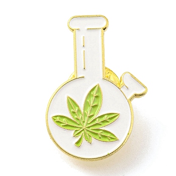 Flask Enamel Pins, Science Lab Themed Alloy Badge, Golden, Yellow Green, 30x20x1.5mm