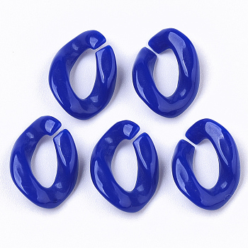 Opaque Acrylic Linking Rings, Quick Link Connectors, For Jewelry Curb Chains Making, Twist, Medium Blue, 19x13x4mm, Inner Diameter: 5x9mm, about 1250pcs/500g