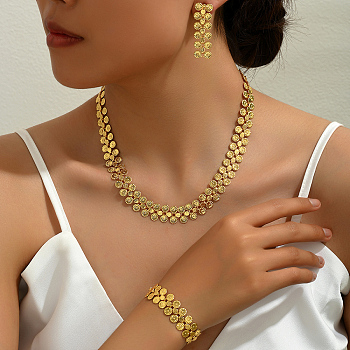 Elegant French Style Brass Jewelry Sets, include Earrings & Necklaces & Bracelets, Real 18K Gold Plated, 