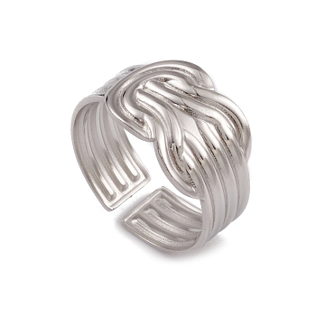 304 Stainless Steel Knot Open Cuff Rings for Women, Stainless Steel Color, US Size 6(16.5mm)