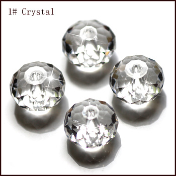 K9 Glass, Imitation Austrian Crystal Beads, Grade AAA, Faceted, Rondelle, Clear, 8x5.5mm, Hole: 0.9~1mm