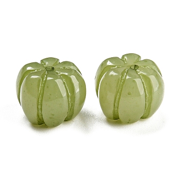 Autumn Resin Vegetable Beads, Pumpkin, Olive, 12.5~13x10mm, Hole: 1.5mm