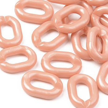 Opaque Acrylic Linking Rings, Quick Link Connectors, For Jewelry Cable Chains Making, Oval, Dark Salmon, 19x14x4mm, Inner Diameter: 10.5x5.5mm, about 746pcs/500g