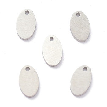304 Stainless Steel Pendants, Stamping Blank Tag, Laser Cut, Double Side Drawbench Effect, Oval, Stainless Steel Color, 7x4.5x1mm, Hole: 0.9mm