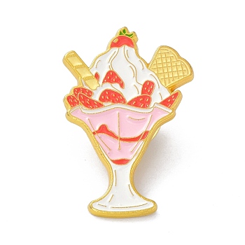 Ice-cream Enamel Pin, Funny Alloy Enamel Brooch for Backpacks Clothes, Golden, Orange Red, 29x19x9mm