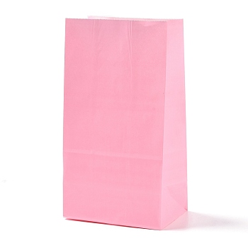 Rectangle Kraft Paper Bags, None Handles, Gift Bags, Hot Pink, 13x8x24cm