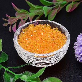 Faceted Imitation Austrian Crystal Bead Strands, Grade AAA, Bicone, Orange, 6x6mm, Hole: 0.7~0.9mm, about 360pcs/bag