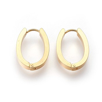 304 Stainless Steel Hoop Earrings, Hypoallergenic Earrings, Oval, Golden, 15.5~16x14x4mm, Pin: 1mm