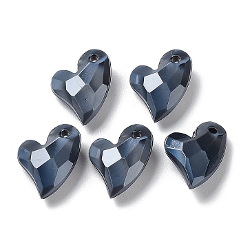 Acrylic Pendants, Imitation Pearl, Heart, Faceted, Black, 11x9x4mm, Hole: 0.5mm