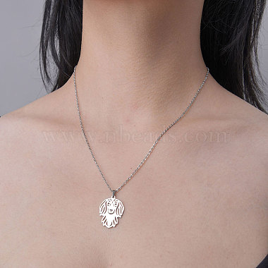 201 Stainless Steel Hollow Dog Pendant Necklace(NJEW-OY001-32)-2