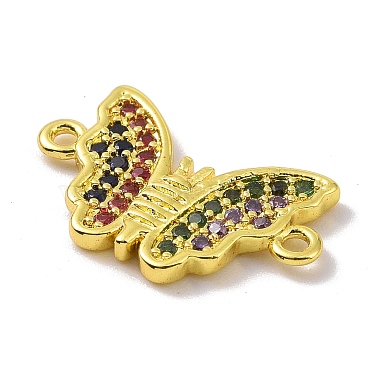 Real 18K Gold Plated Brass Micro Pave Cubic Zirconia Connector Charms(KK-L209-053G-01)-2