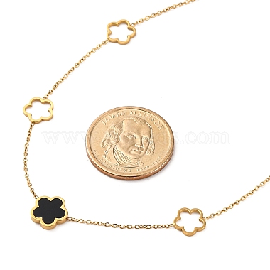 Ion Plating(IP) 304 Stainless Steel & Plastic Flower Pendant Necklaces for Women(NJEW-P320-02G-03)-5