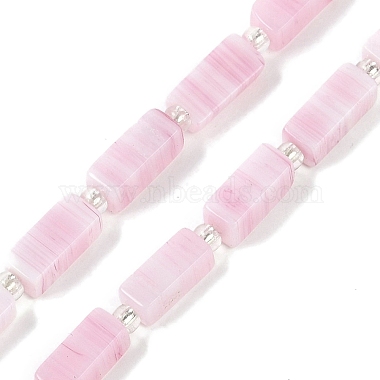 Pink Rectangle Lampwork Beads