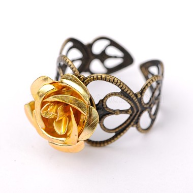 Einstellbare Aluminium-Rose Blume Ring(RJEW-PJR019)-2