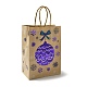 Christmas Theme Blue Printed Kraft Paper Tote Bags with Handles(ABAG-B006-04A)-2