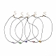 5 pièces 5 couleurs au chalumeau mauvais œil rond perlé pendentif colliers ensemble avec cordon en polyester ciré pour les femmes(NJEW-JN04024)-1
