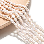 Natural Cultured Freshwater Pearl Beads Strands, Baroque Pearls Keshi Pearl Beads, Two Sides Polished, Creamy White, 4~6x3.5~5.5x2~4mm, Hole: 0.5mm, about 34~36pcs/strand, 6.89~7.09 inch(17.5~18cm)(X-PEAR-N014-03H-01)