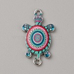Alloy Enamel Connector Charms, Turtle Links, Platinum, Turquoise, 27.5x15.5x2mm, Hole: 1.4mm and 1.6mm(ENAM-WH0061-47I)