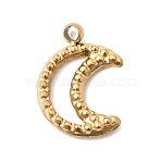 304 Stainless Steel Pendants, Studded Moon Charm, Golden, 10.5x7.5x2mm, Hole: 1mm(STAS-P450-04A-G)