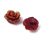 Camellia Resin Cabochons, with Glitter Powder, Nail Art Decoration Accessories for Women, Red, 7.5~8x3.5mm(MRMJ-WH0064-51B-12)