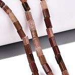 Natural Red Rabbit Hair Rutilated Quartz Beads Strands, Hexagonal Prism, 5~7.5x3.5~4.5mm, Hole: 0.6~0.8mm, about 57~64pcs/strand, 14.76~15.55 inch(37.5~39.5cm)(GG-N002-01A-11)