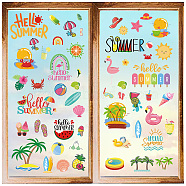 8 Sheets 8 Styles Summer Theme PVC Waterproof Wall Stickers, Self-Adhesive Decals, for Window or Stairway Home Decoration, Rectangle, Mixed Shapes, 200x145mm, about 1 sheets/style(DIY-WH0345-110)