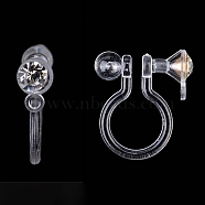 Plastic Clip-on Earring Findings, with Rhinestone, Clear, 11x9x3.5mm, Hole: 1mm(KY-P007-M01)