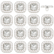 16Pcs 1-Hole Alloy Shank Buttons, with Plastic Imitation Pearls Bead, Square, White, 20x20x9mm, Hole: 2mm(BUTT-FG0001-30)