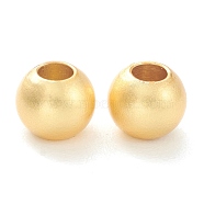 Brass Beads, Long-Lasting Plated, Round, Matte Style, Real 18K Gold Plated, 3mm, Hole: 0.9mm(KK-P198-12E-MG)