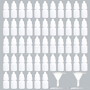 50 Pcs Plastic Glue Bottles with 2Pcs Disposable Plastic Dropper with 2Pcs Transparent Plastic Funnel Hopper, White, 1.85~15.9x1.15~4.4cm, Inner Diameter: 0.85cm, Capacity: 3ml(0.10fl. oz)(AJEW-OC0005-27A)