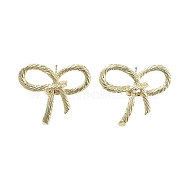 Bowknot Brass Stud Earrings, Long-Lasting Plated, Lead Free & Cadmium Free, Real 18K Gold Plated, 20x24.5mm(EJEW-Q811-22G)