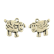 Tibetan Style Alloy Sheep Pendants, Cadmium Free & Lead Free, Antique Silver, 17x18x3mm, Hole: 2mm, about 429pcs/1000g(TIBEP-36577-AS-RS)