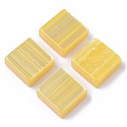 Resin Beads, Imitation Gemstone, Pearlized, Half Drilled, Square, Two Holes, Gold, 24x24x11mm, Hole: 1.8mm(RESI-N022-01D)