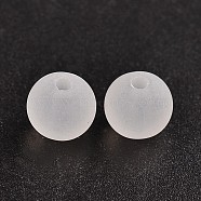 Transparent Acrylic Ball Beads, Frosted Style, Round, Clear, 8mm, Hole: 2mm, about 1892pcs/500g(FACR-R021-8mm-16)