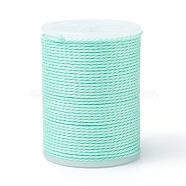 Round Waxed Polyester Cord, Taiwan Waxed Cord, Twisted Cord, Pale Green, 1mm, about 12.02 yards(11m)/roll(YC-G006-01-1.0mm-34)
