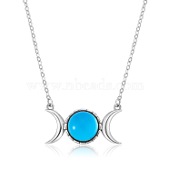 Triple Moon Goddess Cubic Zirconia Pendant Necklace, Sterling Silver Jewelry for Women, Light Blue, 15.75 inch(40cm)(JN1091D)