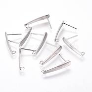 304 Stainless Steel Ear Stud Components, with Loop, Stainless Steel Color, 20x4mm, Hole: 1.8mm, Pin: 0.9mm(X-STAS-F222-036)