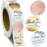 3 Patterns Round Dot Thank You Paper Self-Adhesive Gift Sticker Rolls, for DIY Albums Diary, Laptop Decoration Cartoon Scrapbooking, Mixed Color, 25mm, 500pcs/roll(STIC-PW0013-019)