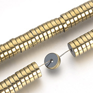 Electroplate Non-magnetic Synthetic Hematite Beads Spacers Strands, Heishi Beads, Flat Round/Disc, Light Gold Plated, 8x2mm, Hole: 1.5mm, about 191pcs/strand, 15.7 inch(X-G-Q486-75G)