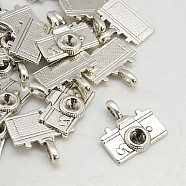 Tibetan Style Alloy Pendants, Cadmium Free & Nickel Free & Lead Free, Camera, Antique Silver, 22x20x4mm, Hole: 3mm(TIBEB-A8551-AS-FF)